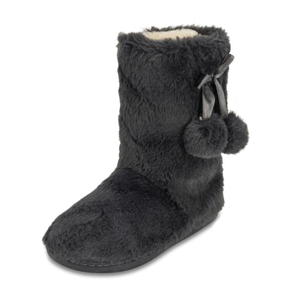 VIVA Polar Women's Faux Fur Fluffy Indoor Slipper Boots with Cute Pom Poms