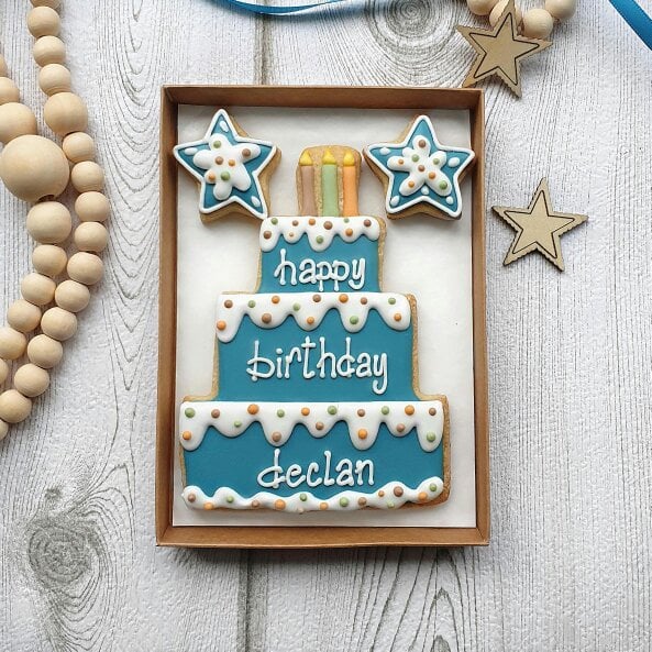 The Cookie Collaboration Personalised Fresh Cream splodge Birthday Cookie LETTERBOX GIFT
