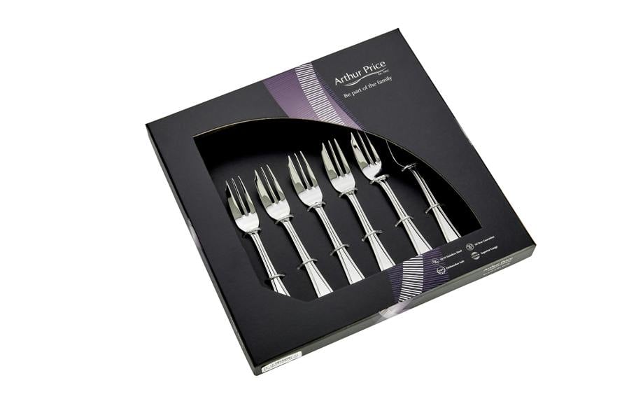 Arthur Price 'Bead' Stainless Steel Gift Boxed Set of 6 Pastry Forks