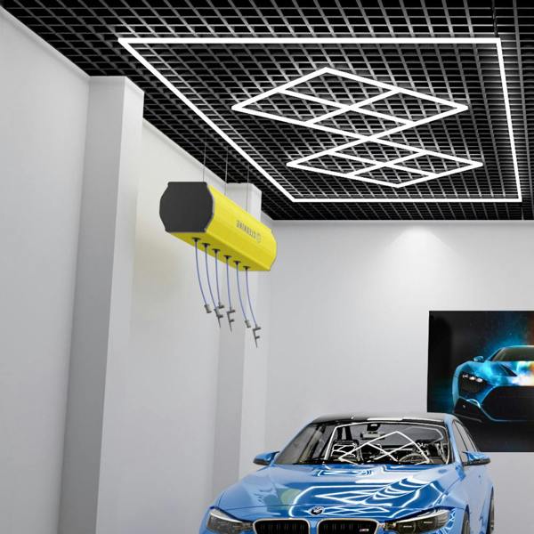 Ener-J 432W Designer LED Ceiling Light with Frame, 8 Diamond Grid with Border, Commercial Interior Lighting