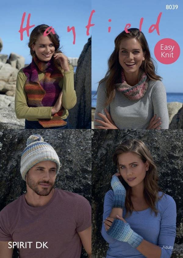 Hayfield Spirit DK Knitting Pattern 8039, Headwear, Gloves, Scarves for Men, Women - Advanced