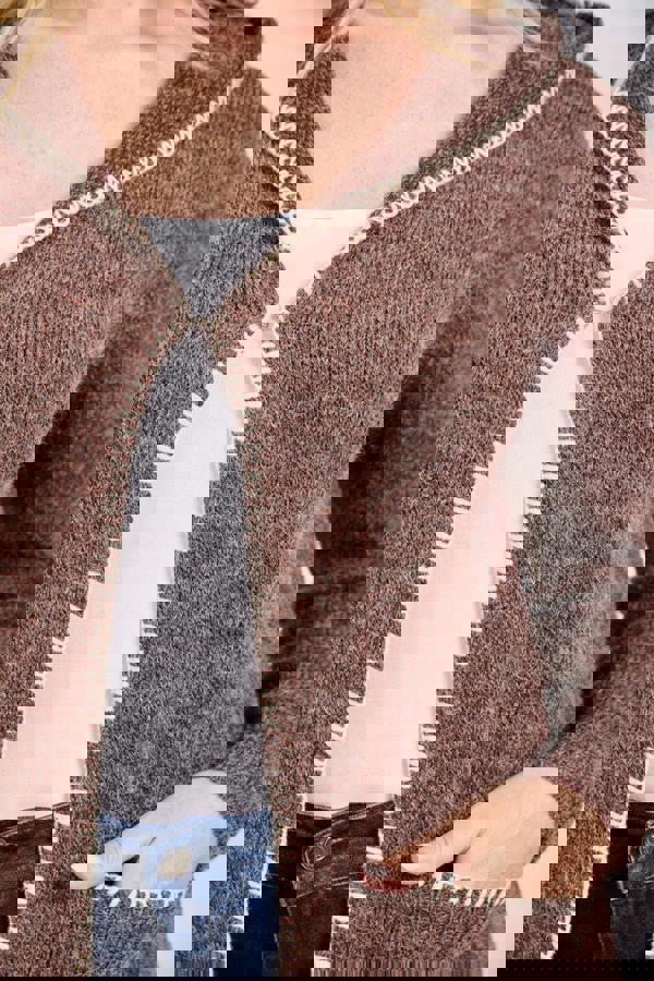 Blanket Stitch Cardigan With Hood