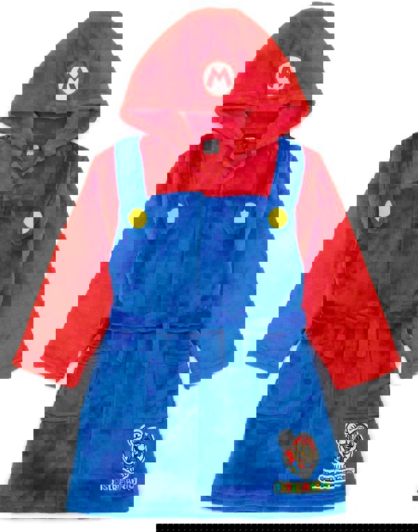 Nintendo Super Mario Boys Blue Dress-Up Hooded Bathrobe