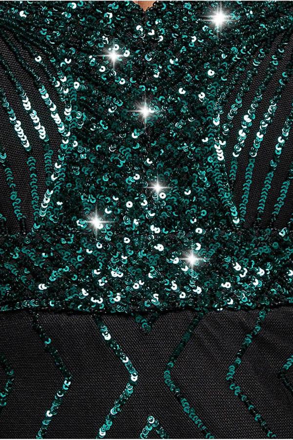Scalloped Hem Starburst Midi Dress - Emerald DR2617P