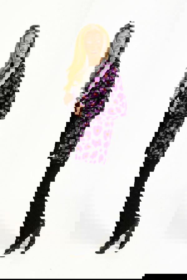 Jacquard Leopard Print Knit Cardigan