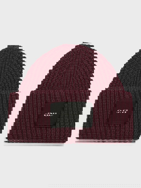 Coach Woven Patch Beanie Oxblood