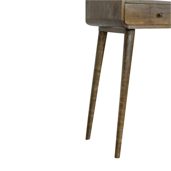 Wyld Haus Trapani Curved Grey Washed Mango Wood Console Table 2 Drawers Open Shelf