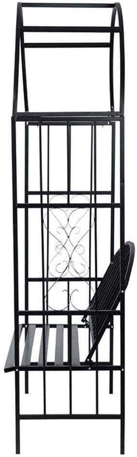 Gr8 Garden Metal Black Rose Arch Trellis Climbing Plant With Bench Pergola Arbour