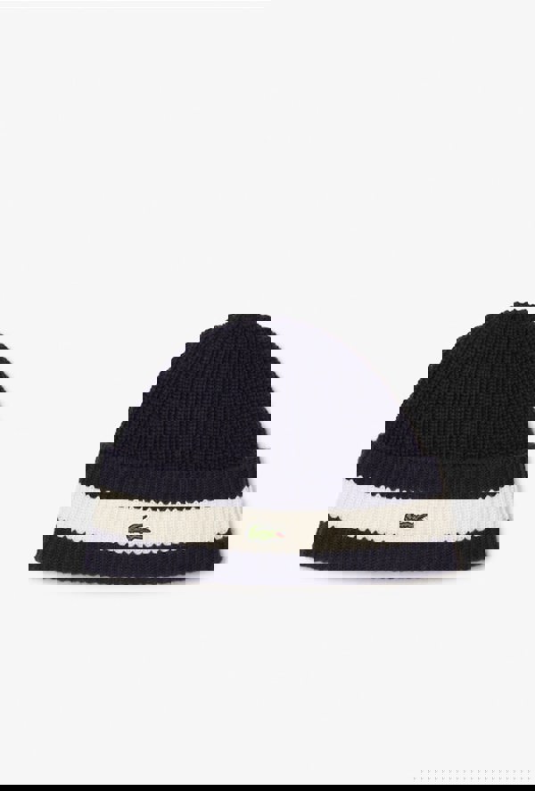 Lacoste Rib Knit Carded Wool Beanie