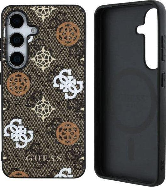 Guess 4G Printed Coloured Peony Pattern Case with MagSafe for Samsung Galaxy S25 6.2" Brown - GUHMS25SP4PWPW