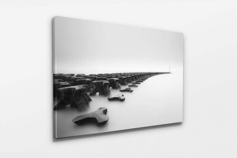 canvas print of seas defenses at Felixstowe beach