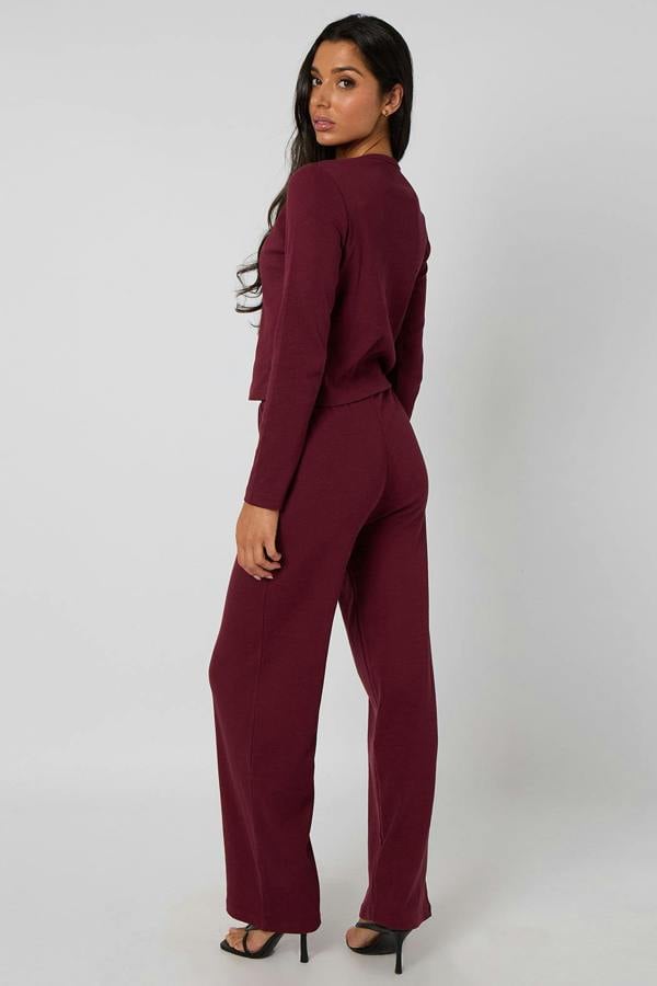 Urban Bliss Burgundy Long Sleeved Button Front Top