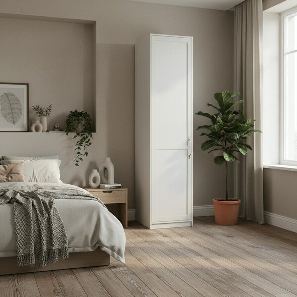 Wyld Haus Kahs White Wooden 1 Door Storage Wardrobe Gold Handles