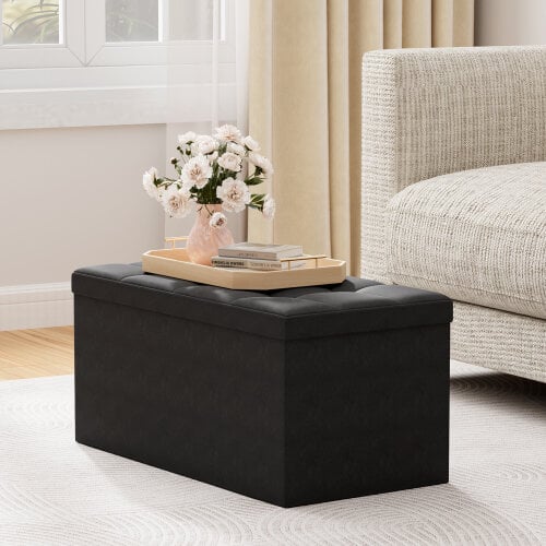 Ottoman 76cm Rectangular Ottoman Foldable Storage Bench Upholstered Foot Rest