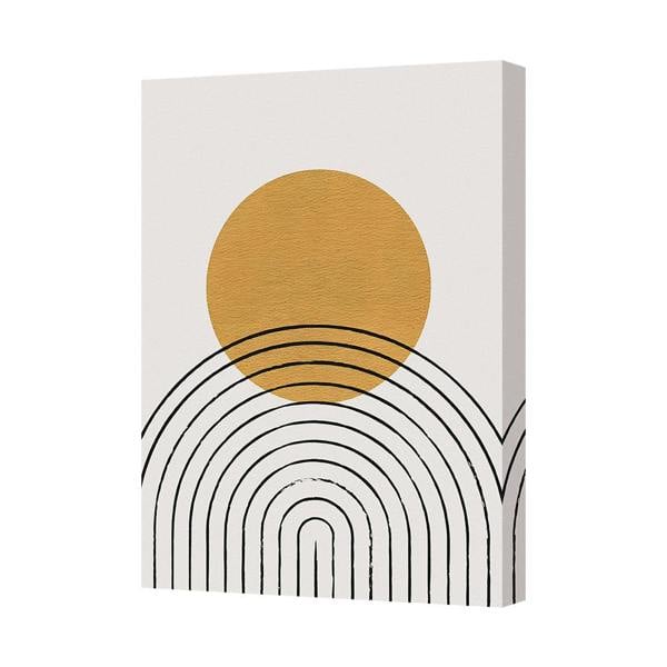 Benjamin Tate Design Abstract Sun And Rainbow Arches Canvas Wall Art Print Gold