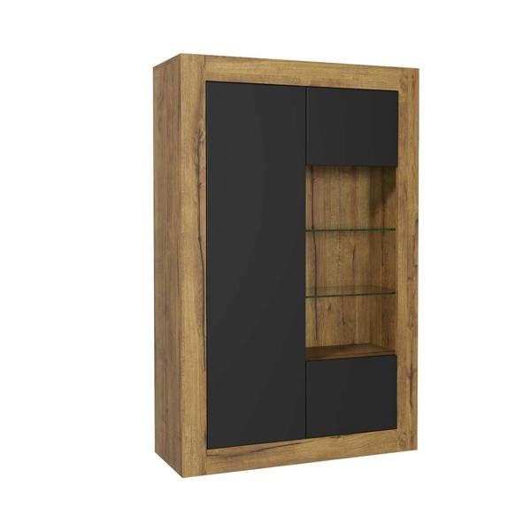 Mex Furniture Sideboard Cabinet Storage Display Unit Oak Black Matt Cupboard Modern 140