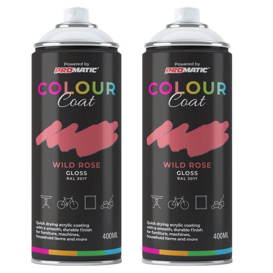 Colour Coat 2X Wild Rose RAL 3017 Gloss Spray Paint 400ml
