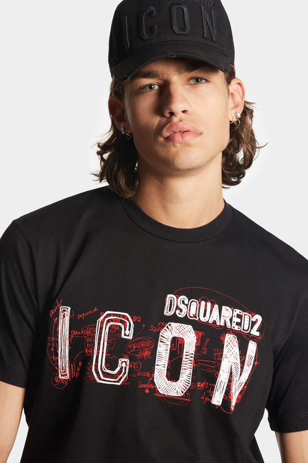 Dsquared2 Cool Fit Icon Sribble Logo T-Shirt - Black