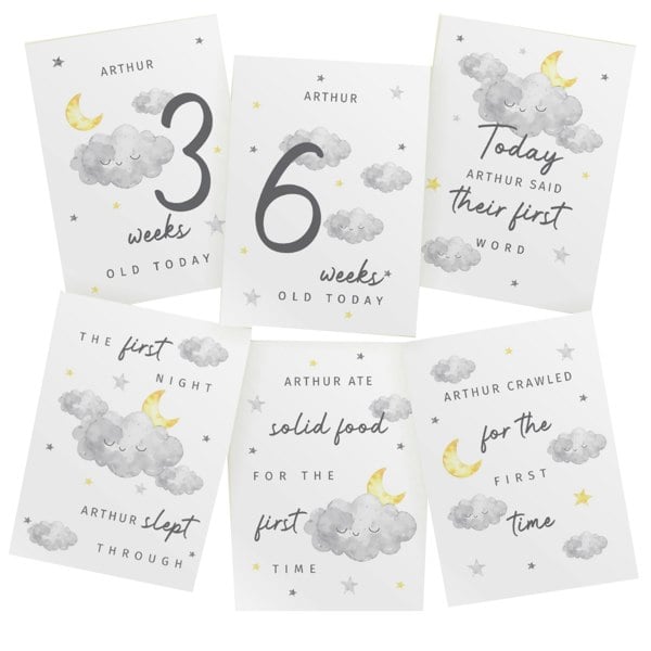 Personalised Memento Company Personalised Cloud Baby Milestone Cards