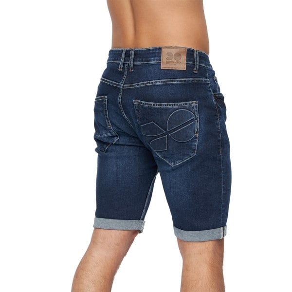 Crosshatch Mens Tonwin Denim Embossed Shorts - Dark Wash