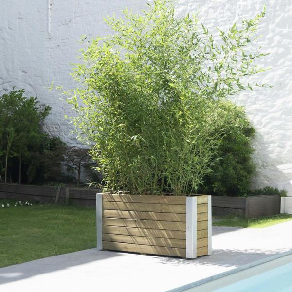 Cerland Bambou Gardrn Planter 100cm x 30cm 107L Modern Garden Wooden Trough