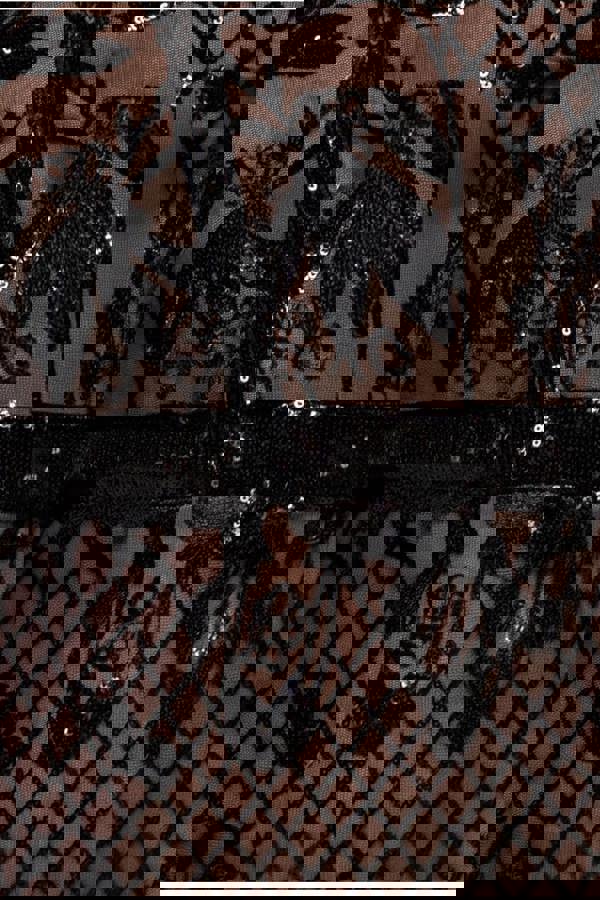 Full Sleeve Sequin Evening Dress - Black DR3196