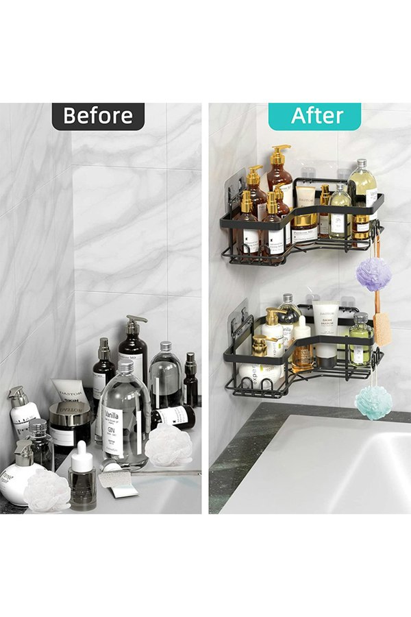 Living and Home 3Pcs Corner Shower Caddy Set with Wall Stickers