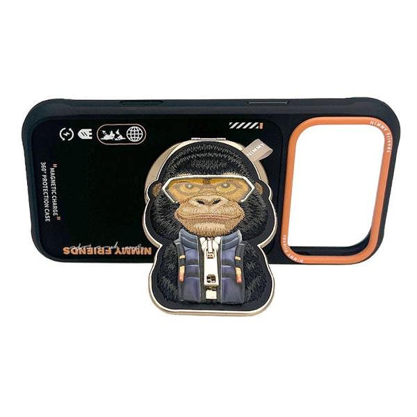 Nimmy Friends Nimmy Cool & Cute 2.0 Gorilla Case with MagSafe Stand for iPhone 17 Pro 6.3" Black Orange - N-YJKM-CXZJZH-IP17-PRO-016