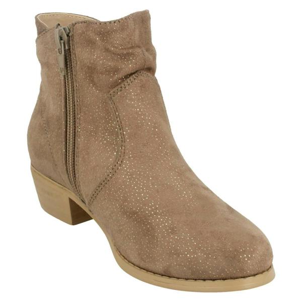 Spot On Girls Spot On Mid Heel Rouched Ankle Boots