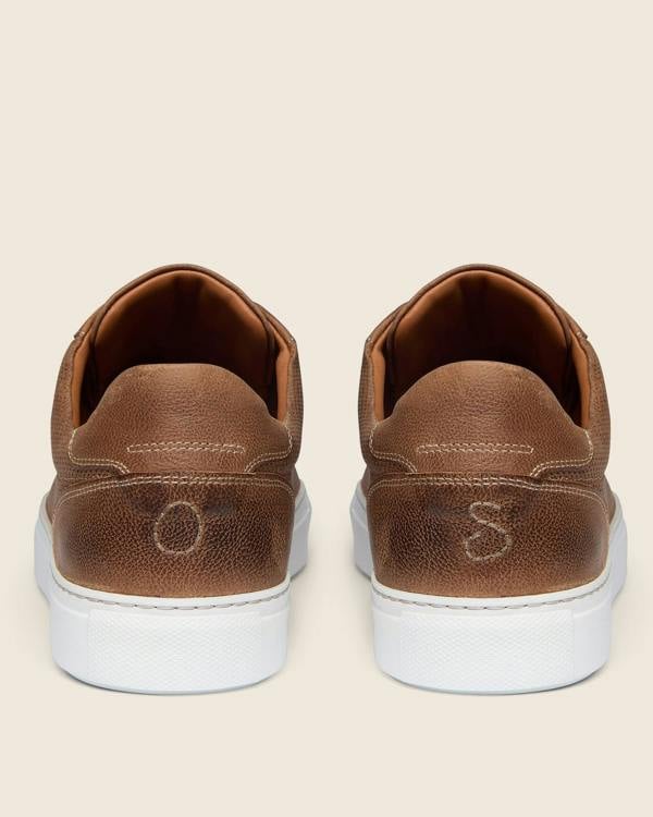 Oliver Sweeney Almada Mens Perforated Leather Trainers - Tan | CHO | Designer Mens Shoes