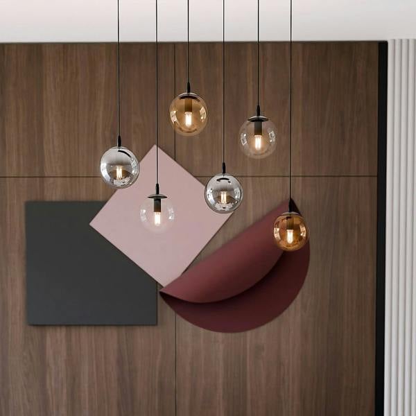 Emibig COSMO Pendant lamp  6 x E14 Black with Transparent, Graphite and Amber Shade
