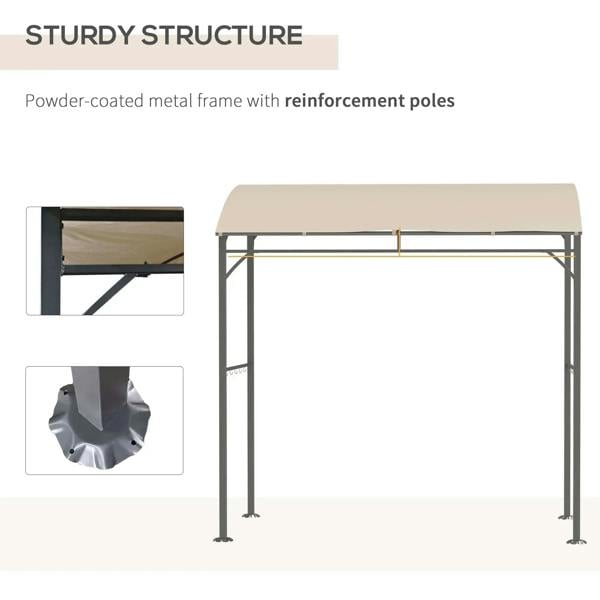 Beige BBQ grill gazebo tent with powder-coated metal frame and reinforced poles