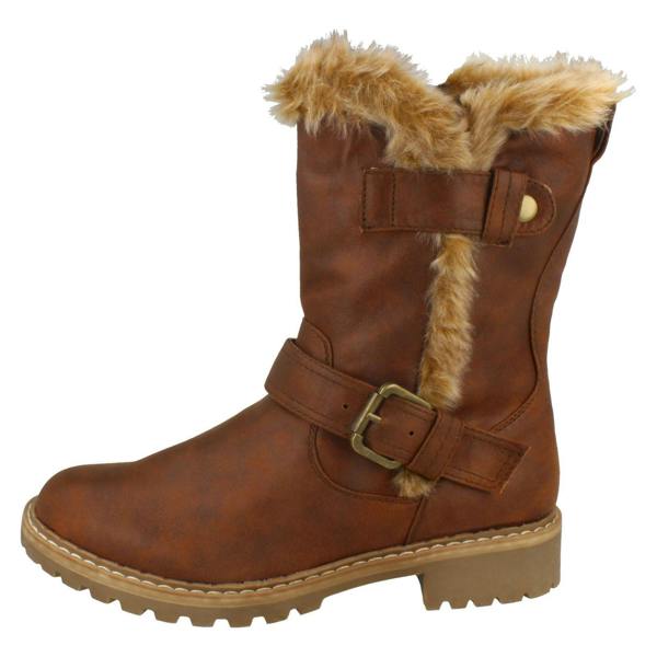 Down to Earth Ladies Down To Earth Fur Trim Calf Boots