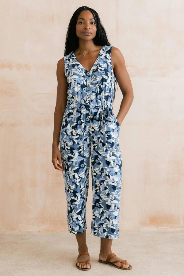 Allium Printed Jersey Jumpsuit Navy