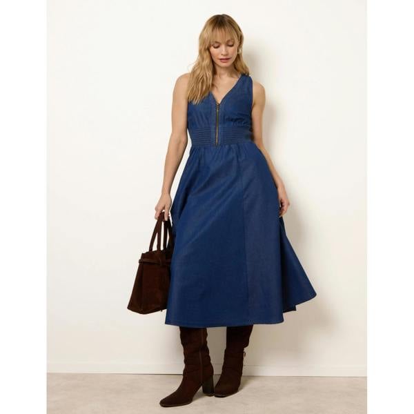 Blue Vanilla Zip Front Denim Dress