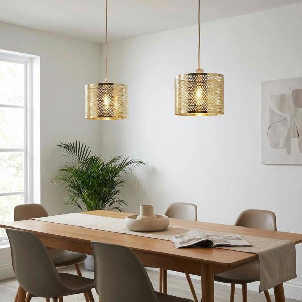 Modern Zig Zag Gold Pendant Shade with Cut Diamonds and Rectangles Image 6