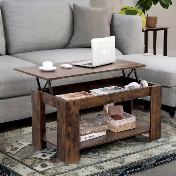 Rafaelo Mobilia Industrial Brown Lift Top Coffee Table With Hidden Storage