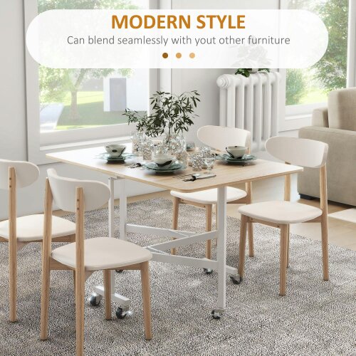 Wyld Haus Senaba Wooden Oak Drop Leaf Dining Table Seating 4 To 6