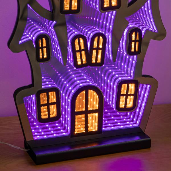 Samuel Alexander 39cm Light up Halloween Haunted House Infinity Light Decoration with LEDs