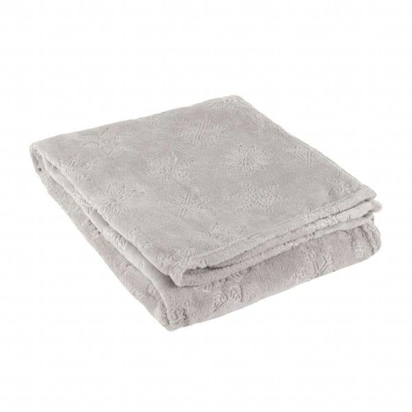 Furn Flannel Fleece Snowflake Soft Throw - Grey