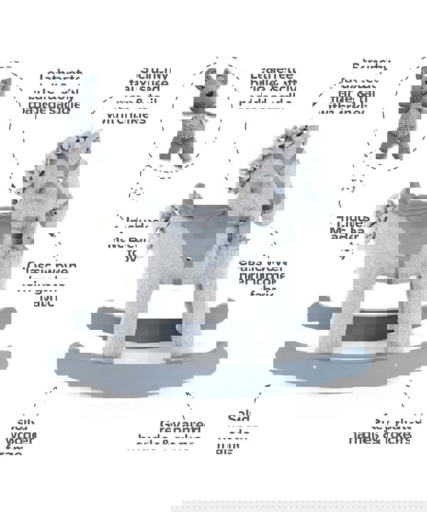 Infographic image of Stirling & Mac Rocking Horse showing features and benefits