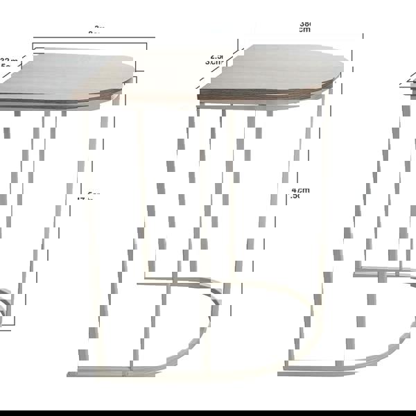 Gr8 Home Nest of 2 Coffee Table White Metal Wooden Woodgrain Side Tables Set Living Room