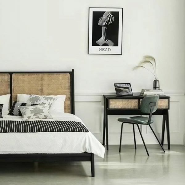 Lambeth Office Desk, Black in a lifestyle setting with office desk chair grey