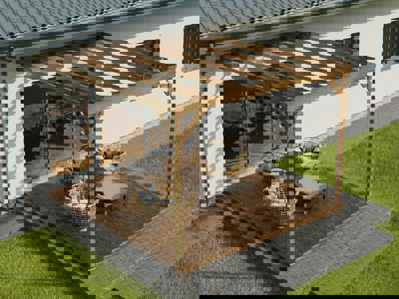 Arbor Garden Solutions Wall-mounted Box Pergola and Decking Kit