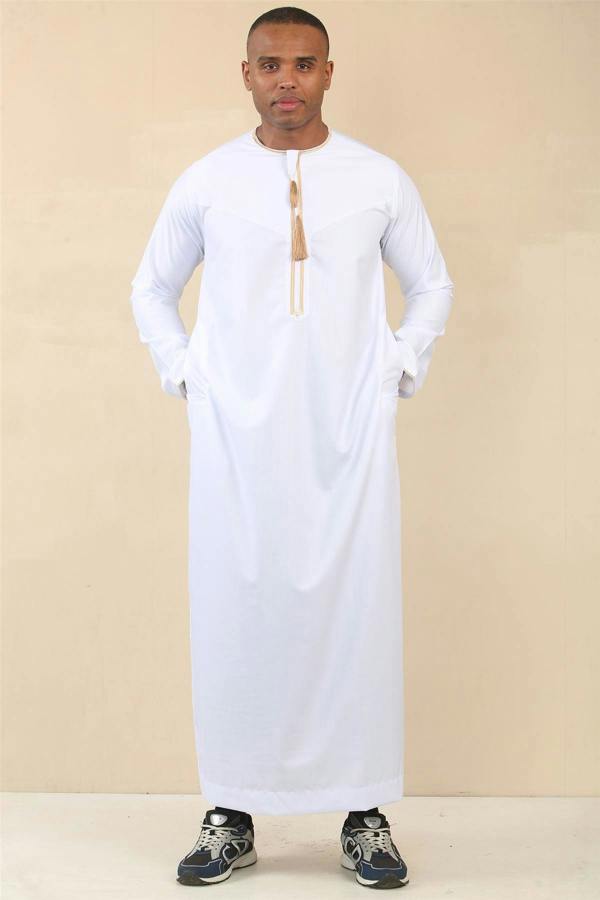 Infinity Leather Men's Omani Eid Thobe  Saudi Emirati Jubba Robe