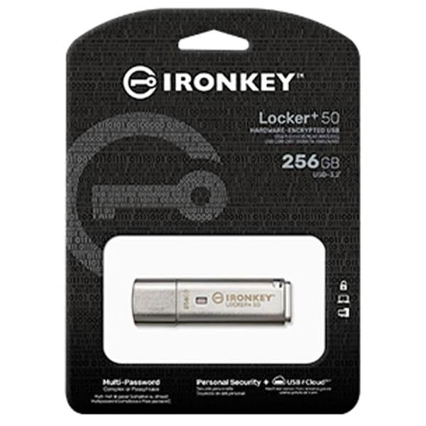Kingston IronKey Locker+ 50 USB Flash Drive Encrypted 256GB