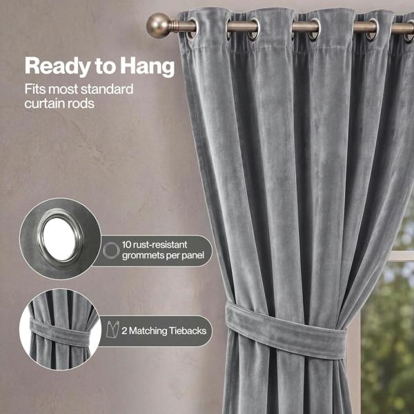 Marlow Thick Thermal Blackout Curtains Velvet Eyelet Ring Top Ready Made