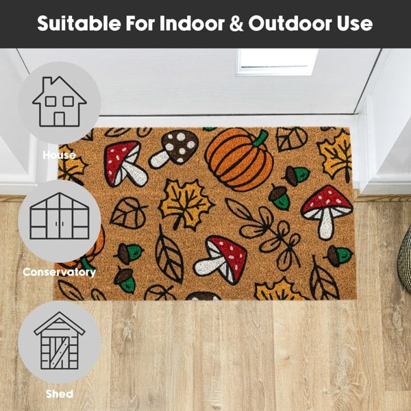 JVL Latex Backed Coir Entrance Doormat 45x75cm - Autumn