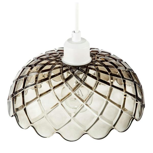 Smoked Grey Pendant Lighting Shade with Scalloped Edge Silhouette Image 3