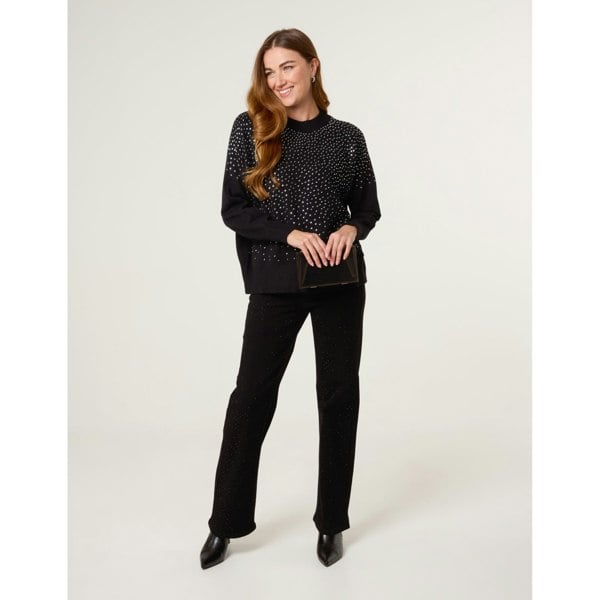 Blue Vanilla Diamante Jumper - Black